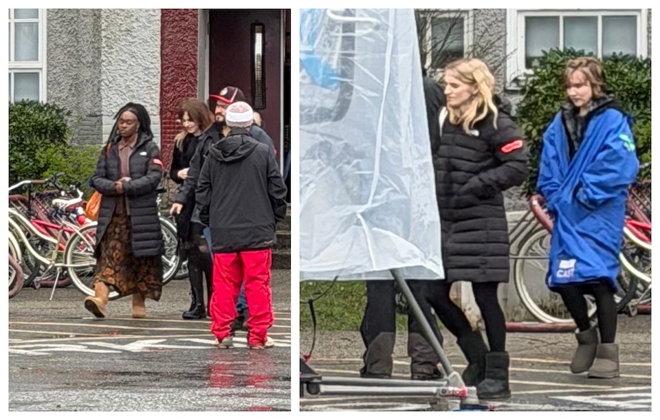 Photo credit to @gattazfav on X. Mulitple actresses on set for Yellowjackets season 4.